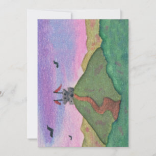 Aquarellmalerei Fantasy Burgen von Castelgrande Einladung