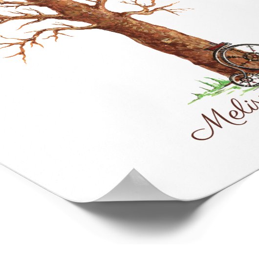 Aquarellmalerei Fingerprint Tree Poster (Ecke)