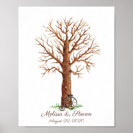 Aquarellmalerei Fingerprint Tree Poster (Vorne)
