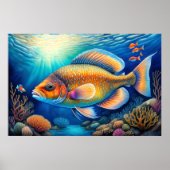 Aquarellmalerei Fische aus farbenfrohen Riffen 3:2 Poster (Vorne)