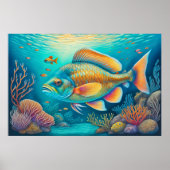 Aquarellmalerei Fische aus farbenfrohen Riffen 3:2 Poster (Vorne)