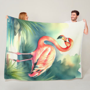 Aquarellmalerei Flamingo Fleecedecke