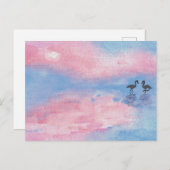 Aquarellmalerei Flamingos / Pastellfarben Postkart Postkarte (Vorne/Hinten)