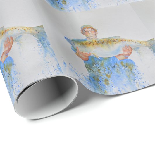 Aquarellmalerei für Fischer Geschenkpapier (Rolleneckpunkt)
