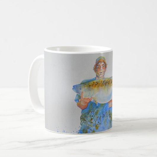 Aquarellmalerei für Fischer Kaffeetasse (Vorderseite Links)