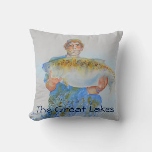 Aquarellmalerei für Fischer Kissen