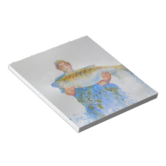 Aquarellmalerei für Fischer Notizblock (angewinkelt)