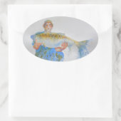 Aquarellmalerei für Fischer Ovaler Aufkleber (Tasche)