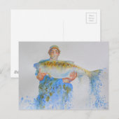 Aquarellmalerei für Fischer Postkarte (Vorne/Hinten)