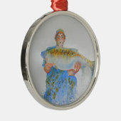Aquarellmalerei für Fischer Silbernes Ornament (Rechts)