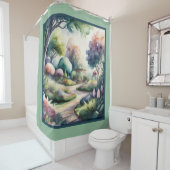 Aquarellmalerei Gartenlandschaft Duschvorhang (Beispiel)