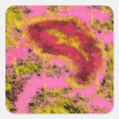 Aquarellmalerei Geburtstag mit Rosa Rot Schwarz Quadratischer Aufkleber (Vorderseite)