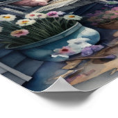 Aquarellmalerei Gemütliches Landhaus Poster (Ecke)