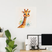 Aquarellmalerei Giraffe Kinder Kinderzimmer Malere Poster (Heimbüro)