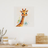 Aquarellmalerei Giraffe Kinder Kinderzimmer Malere Poster (Küche)