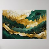 Aquarellmalerei Gold Green VI Poster (Vorne)