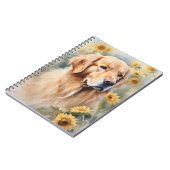 Aquarellmalerei Goldener Retriever und Sonnenblume Notizblock (Linke Seite)