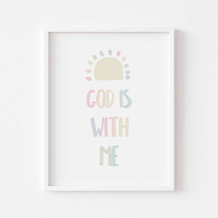 Aquarellmalerei Gott ist mit uns Poster