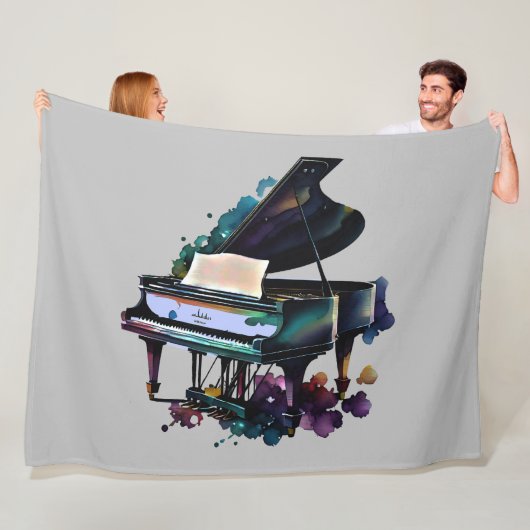 Aquarellmalerei Grand Piano Fleecedecke (Beispiel)