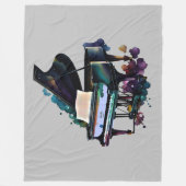 Aquarellmalerei Grand Piano Fleecedecke (Vorderseite)