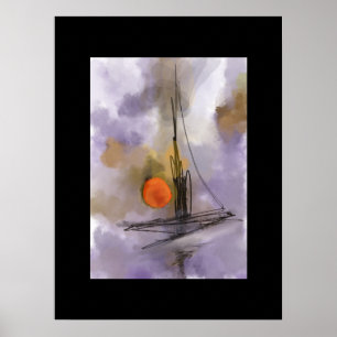 Aquarellmalerei handgezeichnetes Schiff auf dem Dr Poster