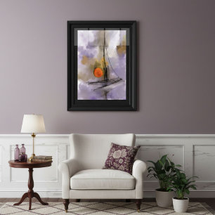 Aquarellmalerei Handgezeichnetes Schiff auf dem Dr Poster