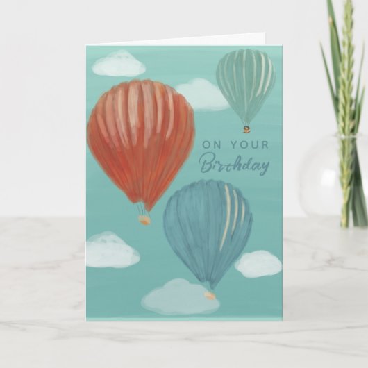 Aquarellmalerei Heißluftballons Geburtstag Feiertagskarte (Vorderseite)
