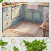 Aquarellmalerei im Bauernhof Küche Geschirrtuch (Gefaltet)