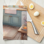 Aquarellmalerei im Bauernhof Küche Geschirrtuch (Viertel Falte)