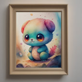 Aquarellmalerei im Chibi-Monster Poster