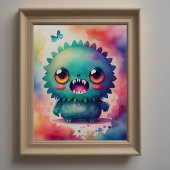 Aquarellmalerei im Chibi-Monster Poster