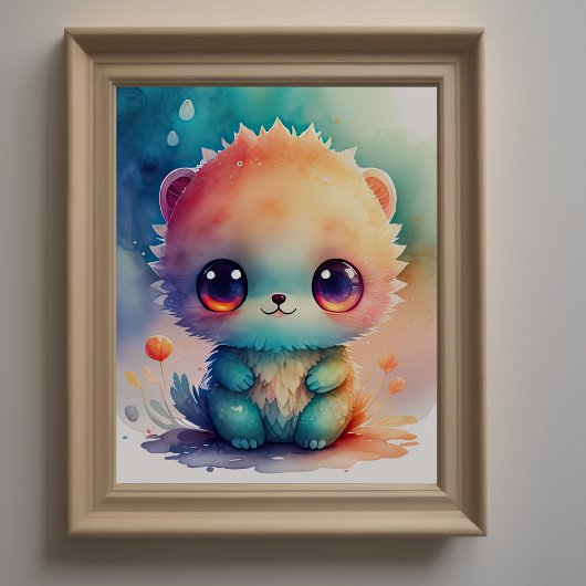 Aquarellmalerei im Chibi-Monster Poster