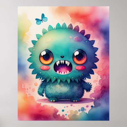 Aquarellmalerei im Chibi-Monster Poster (Vorne)
