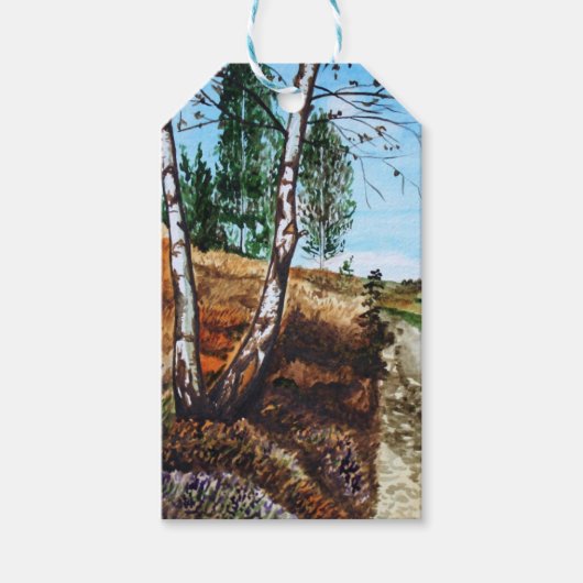 Aquarellmalerei im Herbst Geschenkanhänger (Vorderseite)