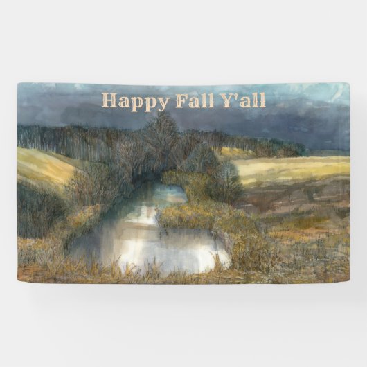 Aquarellmalerei im Herbstteich Banner (Horizontal)