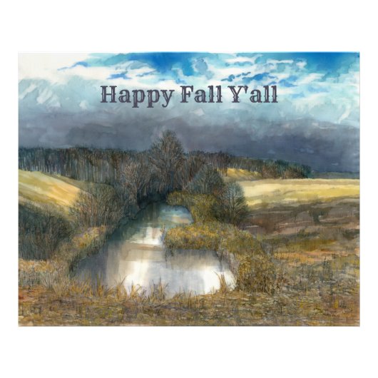 Aquarellmalerei im Herbstteich Fotodruck (Vorne)