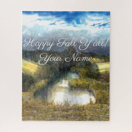 Aquarellmalerei im Herbstteich Puzzle (Vertikal)