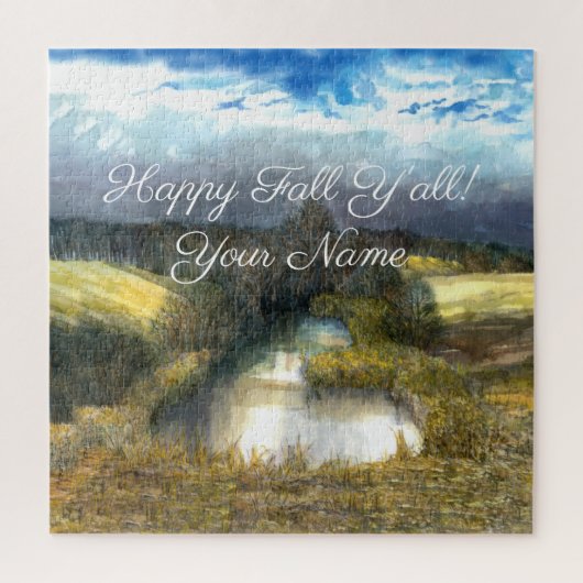 Aquarellmalerei im Herbstteich Puzzle (Vertikal)