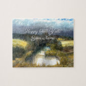 Aquarellmalerei im Herbstteich Puzzle (Horizontal)