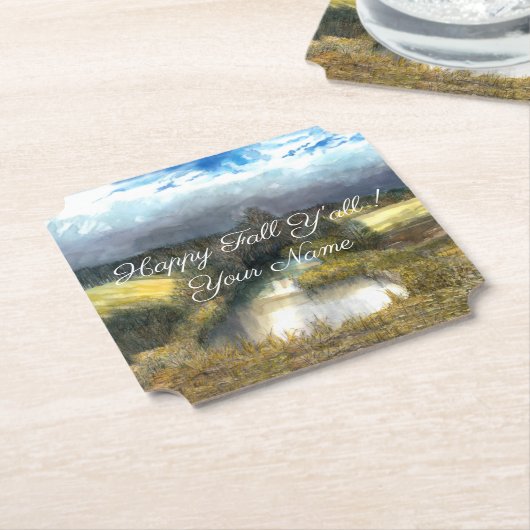 Aquarellmalerei im Herbstteich Untersetzer (angewinkelt)