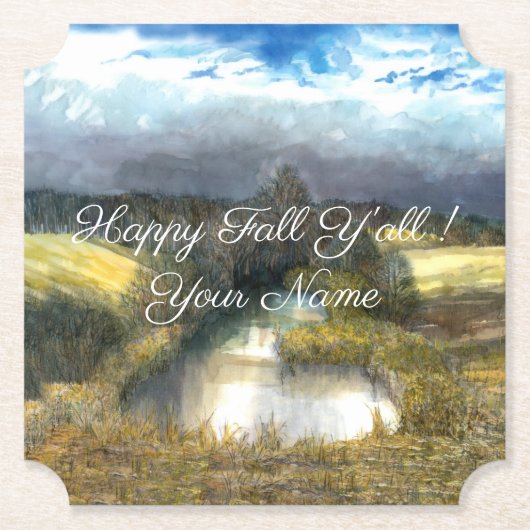 Aquarellmalerei im Herbstteich Untersetzer (Vorderseite)