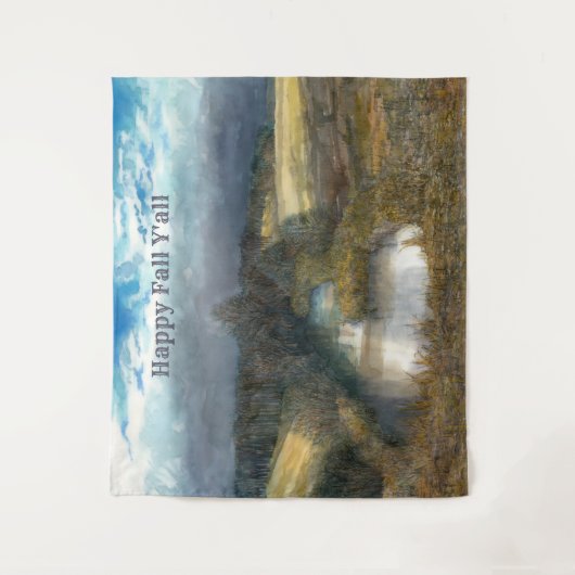 Aquarellmalerei im Herbstteich Wandteppich (Vorderseite)