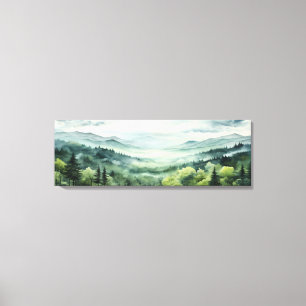 Aquarellmalerei im Kiefernwald Dramatischer Sonnen Leinwanddruck