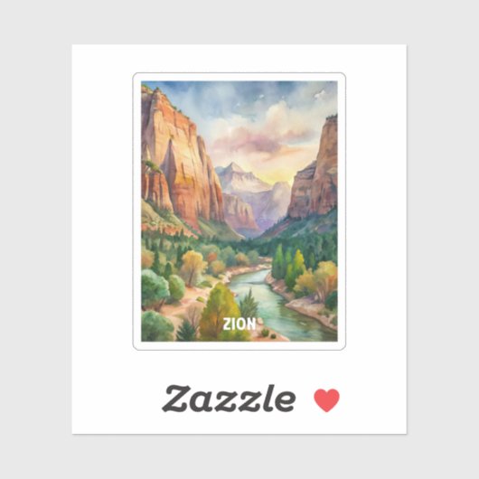 Aquarellmalerei im Nationalpark Zion Aufkleber (Blatt)