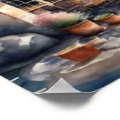 Aquarellmalerei im Rural European Café Poster (Ecke)