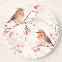 Aquarellmalerei im Schneewald & Berries