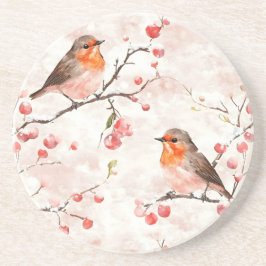 Aquarellmalerei im Schneewald & Berries Getränkeuntersetzer