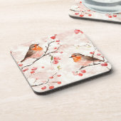 Aquarellmalerei im Schneewald & Berries Getränkeuntersetzer (Linke Seite)