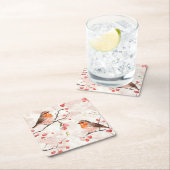 Aquarellmalerei im Schneewald & Berries Rechteckiger Pappuntersetzer (Vor Ort)