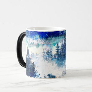 Aquarellmalerei im Winterwald Verwandlungstasse